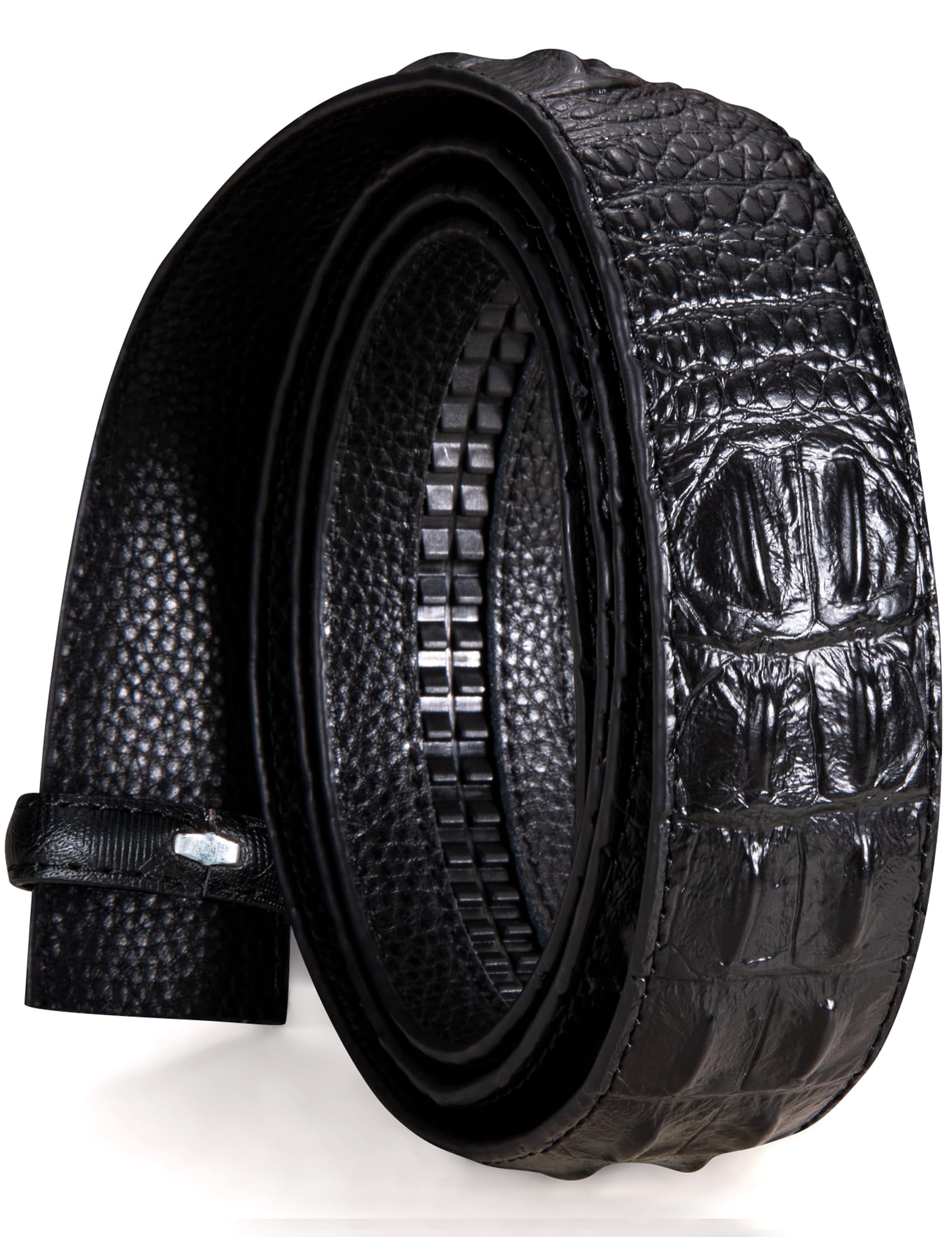 Barry.WangRatchet Belt Buckle Strap Replacement 1 3/8”,Leather Belt Straps for 40MM Slide Click Buckle,Trim to Fit