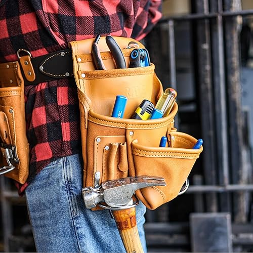 Miniatura 2 de ToolTreaux Bolsa de herramientas de cuero resistente de 10 bolsillos para carpintería, electricista, herramientas de contratista, 12 x 10 pulgadas
