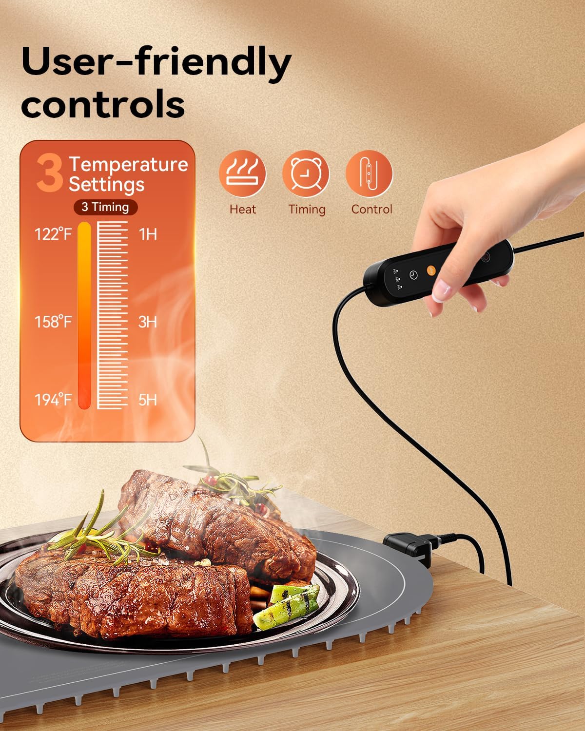 Warming Mat for Food Extra Large, 36"x15" Food Warming Mat with Heat Insulation Pad, Silicone Heating Mat for Food, Rollable & Portable, Food Warmers for Parties Buffet,Gatherings,Everyday Use