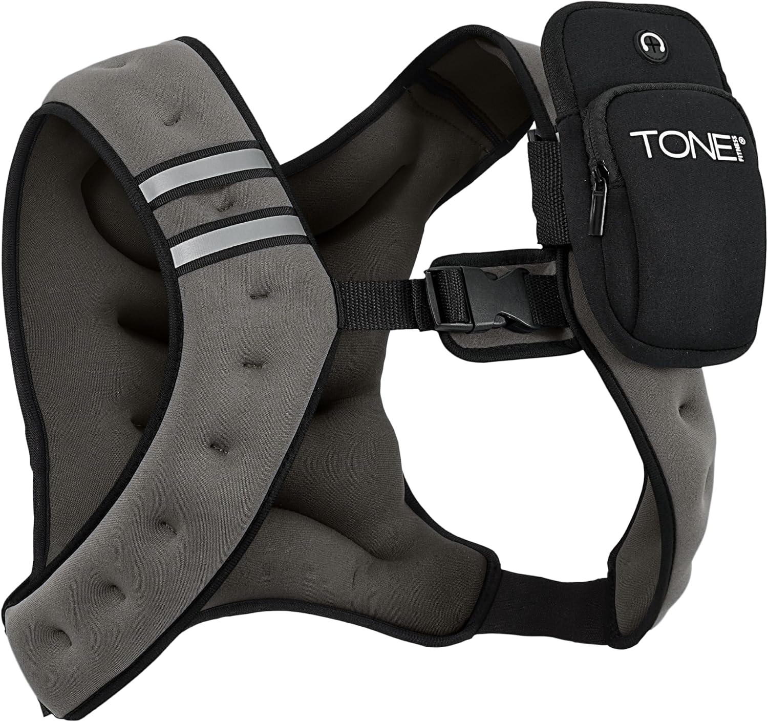 TONE Fitness 8LB Weighted Vest – Women’s & Men’s Workout Vest with Phone Pouch, Reflective Strips & Adjustable Fit for Walking, Running, Cardio & Strength Training | Gray/Blue