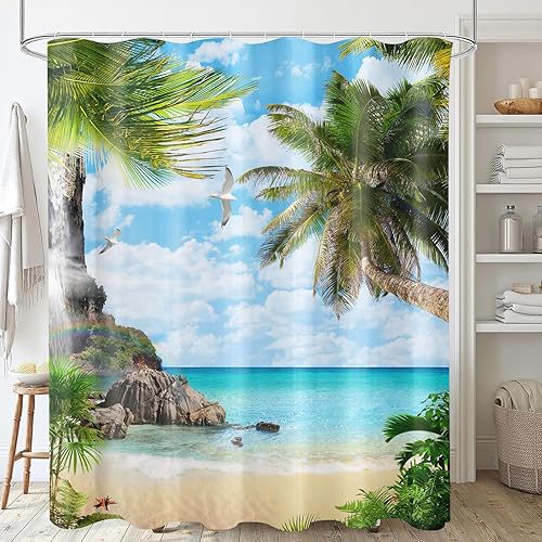 Miniatura 2 de Juego de 4 cortinas de ducha con alfombra de baño, tapete en forma de U, cubierta de tapa de inodoro y 12 ganchos, accesorios de decoración de baño