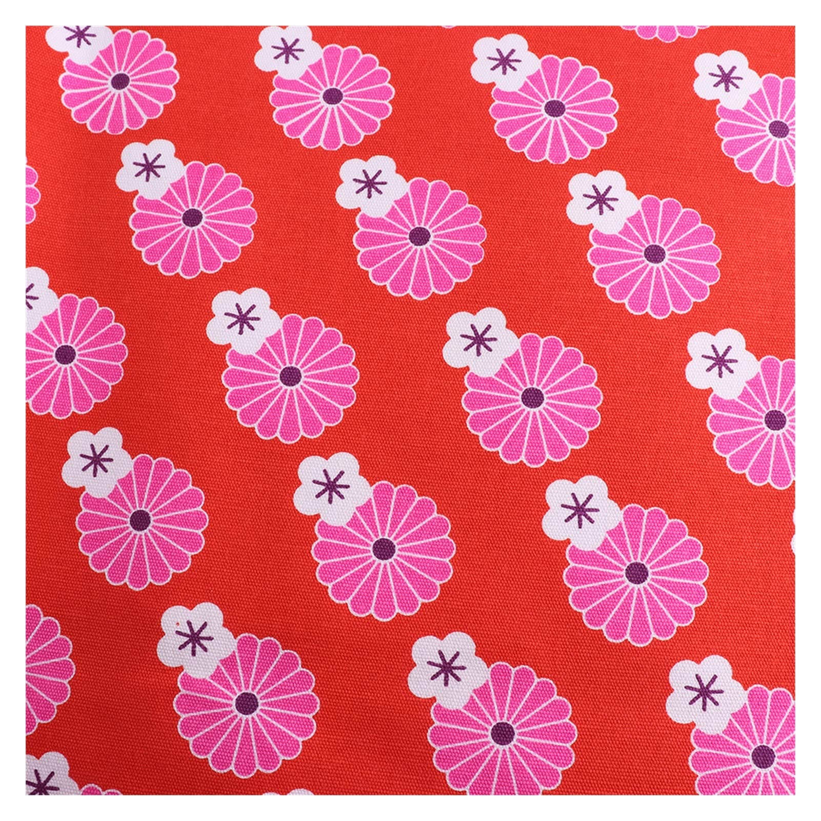 Tela de algodón 150x5 0 cm Patrón de Flores de Estilo japonés Rojo for Costura de Mosaico Bricolaje Decoración de Accesorios Hechos a Mano Bricolaje Telas