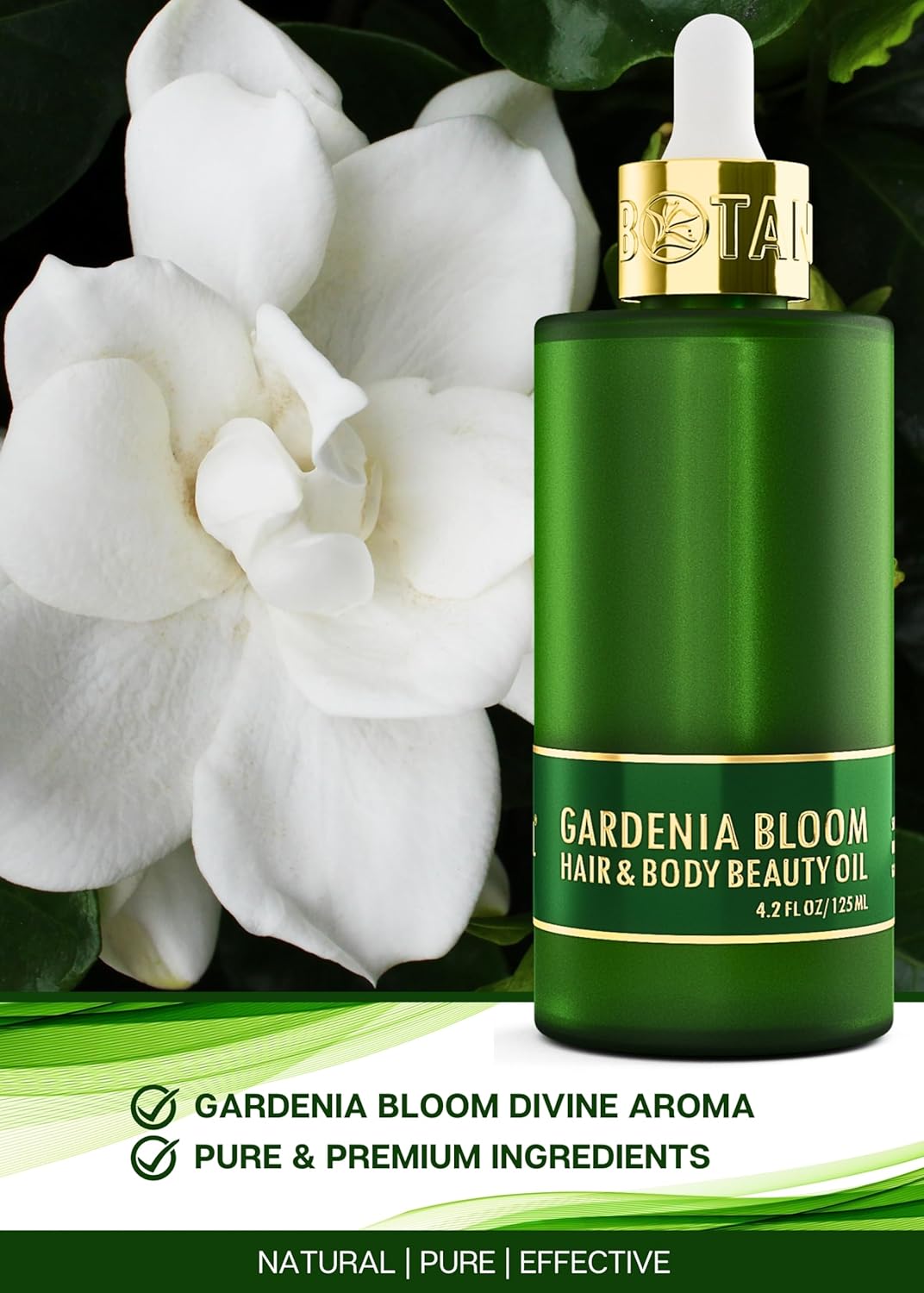 Botanical Nourishing Oil for Body & Hair | Gardenia Bloom | Organic, Pure, Natural Skincare (4.2 fl oz | 125 ml)