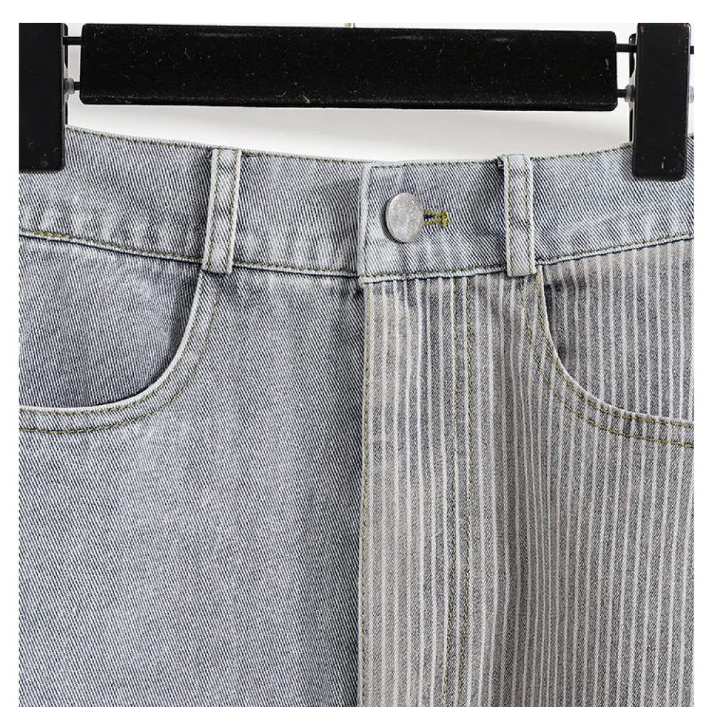 Rock Damen,Damen Maxirock Blau Elastischer High Waist Splicing Jeansrock Mit Schlitz Mit Taschen Reißverschluss A-Linie Hochwertige Mode Lange Röcke Für Mädchen Damen,L