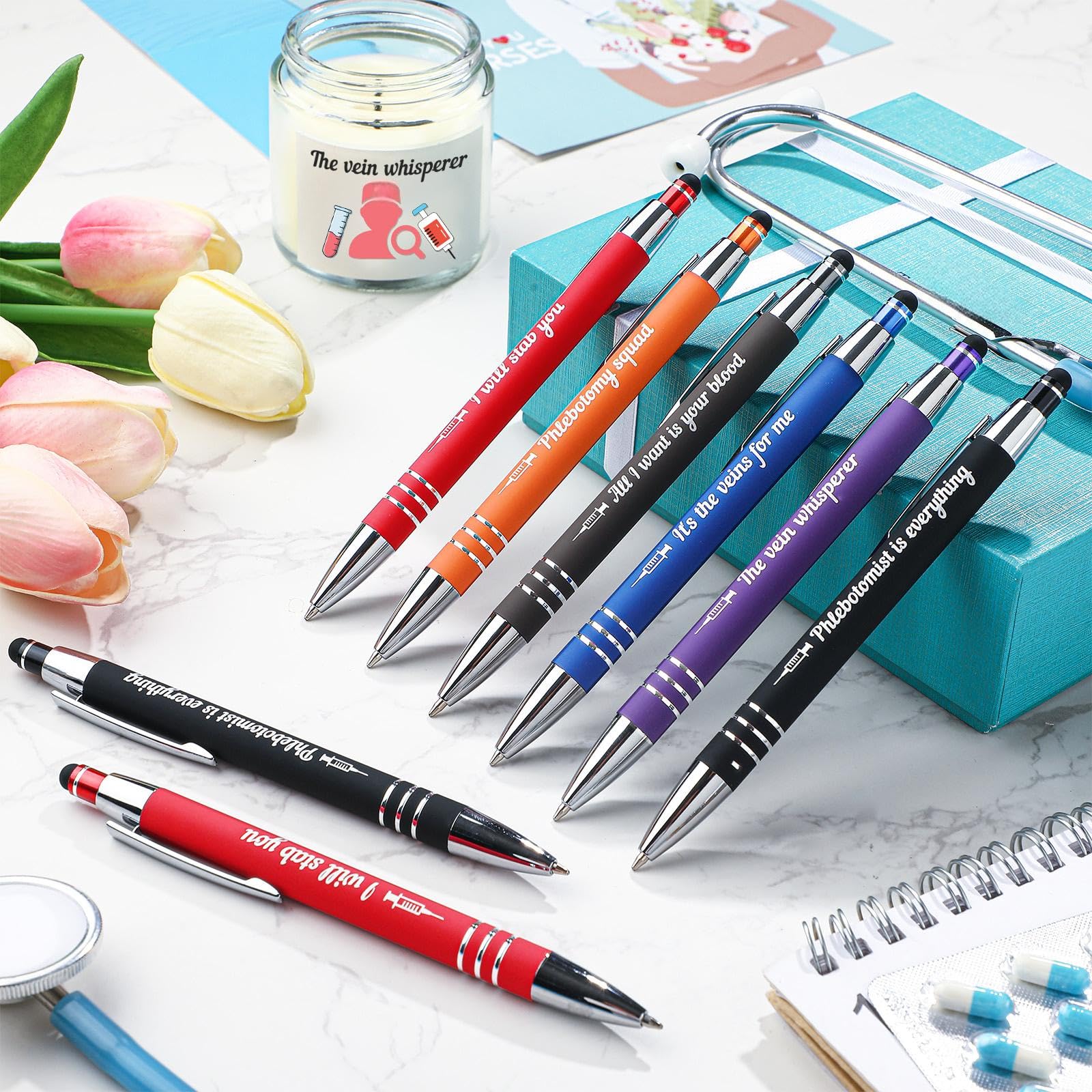 Sayglossy 12 Pcs Phlebotomist Gifts Phlebotomy Pens Bulk Phlebotomist Week Essentials Accessories Graduation Gifts for Nurse Friends Coworkers Nursing Staff Supplies