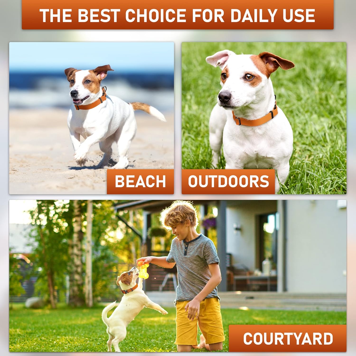 Biothane Dog Collar with Cobra Buckle - Made in USA - QR Code Dog Tag ID Included - Adjustable Heavy Duty Dog Collars for Medium Large Dogs - Waterproof Military Grade Tactical (3/4", Orange)