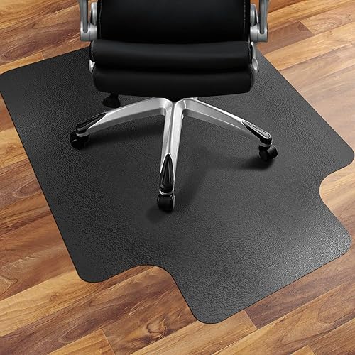 SHAREWIN Office Chair Mat for Hardwood Floor-47×36",Tile Floor Protector Black PE Floor Mats ,Anti-Slip,Non-Toxic,Easy to Clean