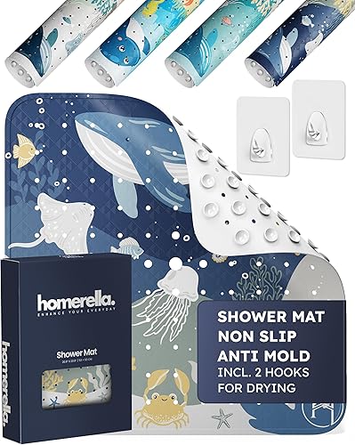 homerella Tapete de ducha antideslizante antideslizante para cabina de ducha interior, tapete de ducha antideslizante cuadrado de 21 x 21 pulgadas