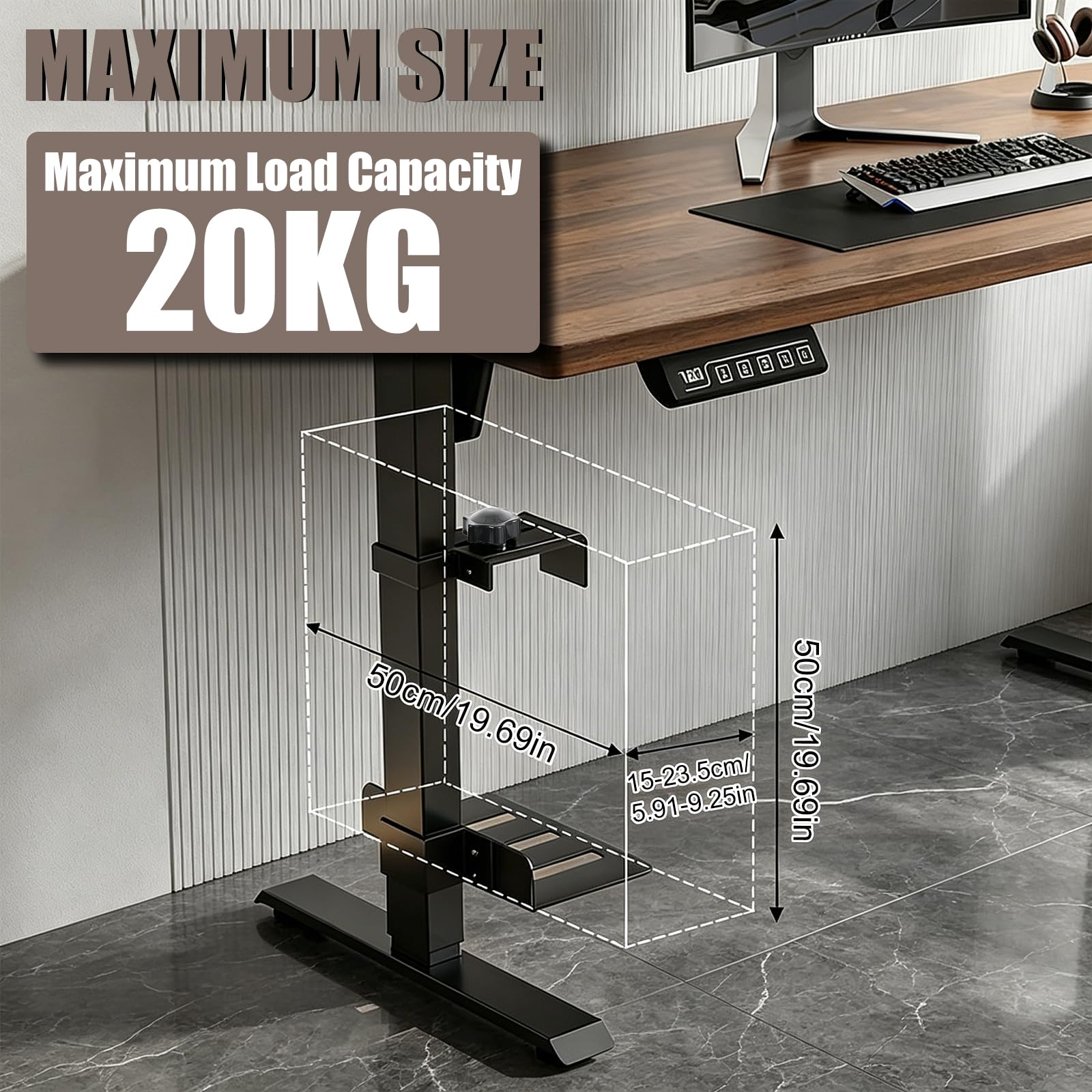 Uchwyt do komputera pod biurko 65 x 45 mm, udźwig 18 kg, czarny