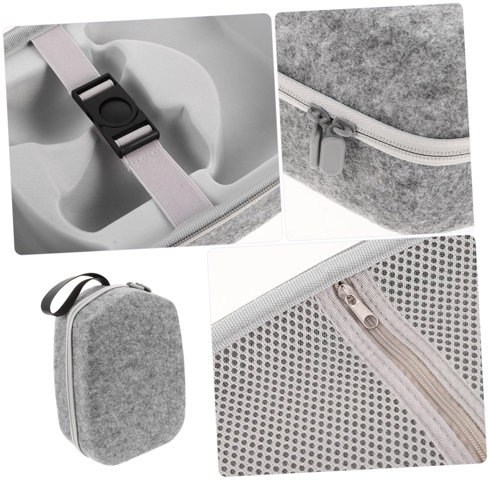 Estuche para Gafas de Virtual VR con Asa para Viajes, Caja Protectora de Fieltro Resistente a Golpes, Tamaño Compacto, Color Gris Jaspeado, Compatible con Oculus