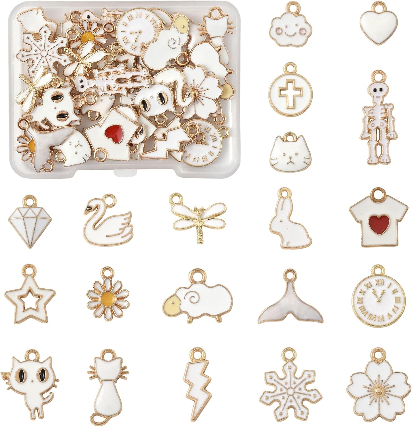 16-132 PCS Cute Flower Leaf Heart Charms for Jewelry Making, Metal Enamel Pendants with Animal Fruit Beach Shape for Necklaces Bracelets Earrings Crafts