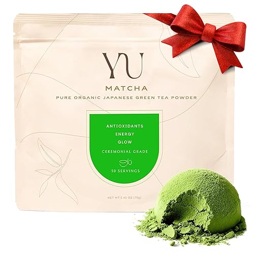 Yu Tea Organic Ceremonial Grade Matcha Powder Embalado con antioxidantes, L-tanina y cafeína natural Polvo de matcha japonés de grado A sin azúcar