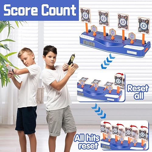Miniatura 4 de SUYE - Objetivos digitales de disparo con dardos de espuma, 4 objetivos de reinicio automático, juguetes de puntuación electrónica, juguetes de