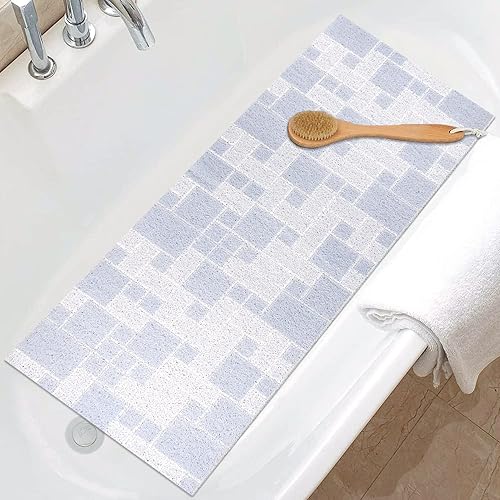 Miniatura 9 de Tapete de ducha antideslizante grande para bañera de 24 x 32 pulgadas, tapete de ducha de lufa para ducha interior, almohadilla de masaje de pies
