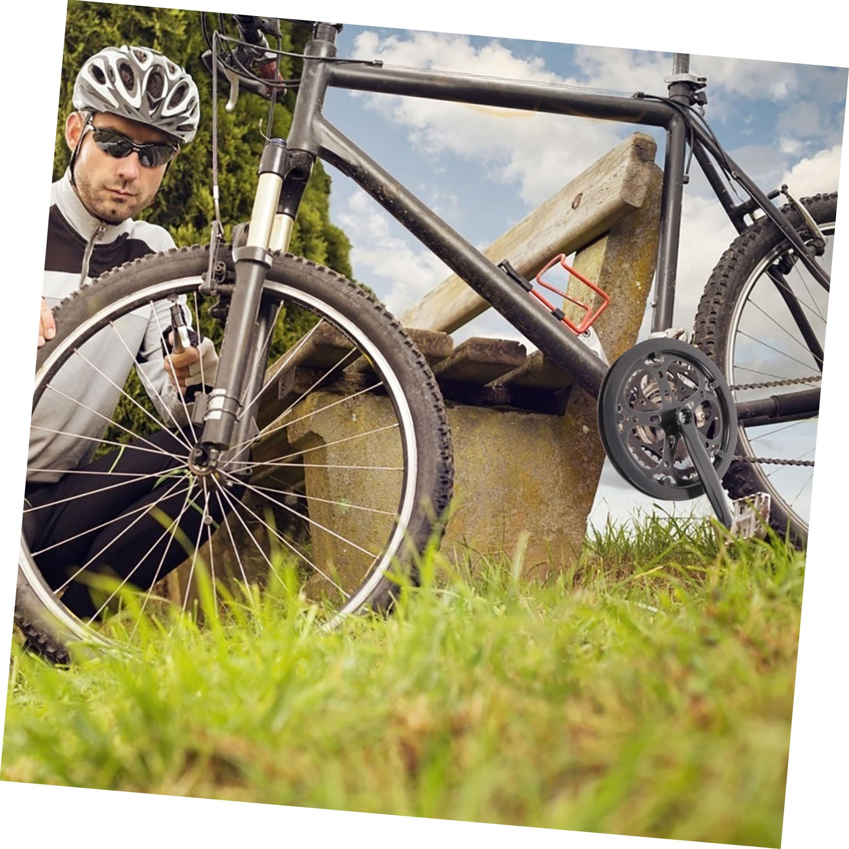 Guarnitura Bici Nera Denti 52t in Ferro Pedivella Bici da Strada Resistente all'Usura Accessori per Sostituzione e Riparazione Braccio Pedivella 170Mm