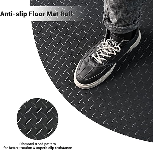 Miniatura 6 de Yescom Tapete de garaje con diseño de diamante para estacionamiento cubierta protectora para remolque PVC de 13 x 5 pies para debajo del automóvil