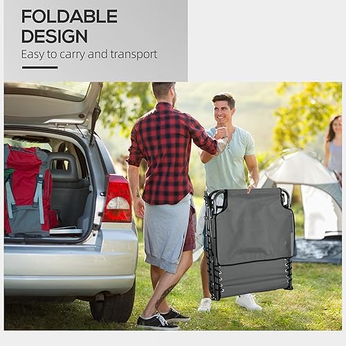 Miniatura 7 de Outsunny Tumbona plegable con respaldo reclinable de 5 niveles, silla de bronceado al aire libre con orificio para la cara de lectura, silla de