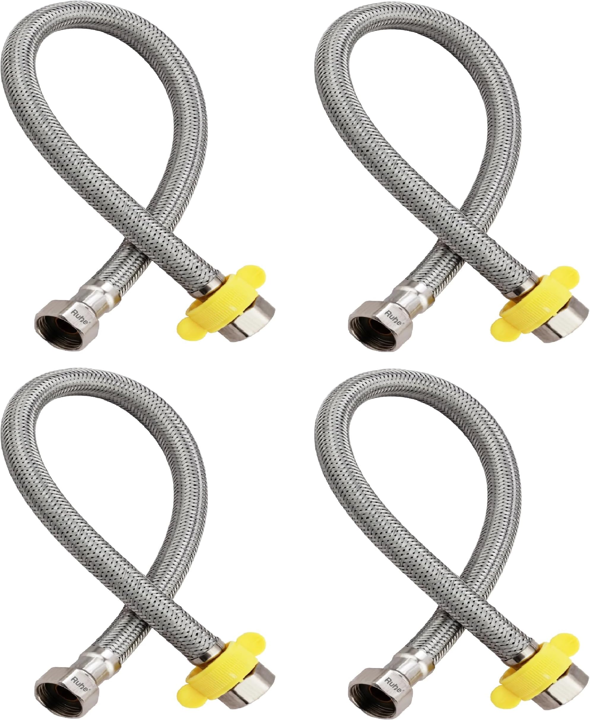 Connection Pipe | 304 Grade Stainless Steel Connection Pipe Suitable for Hot & Cold Mixer Faucets for basins and sinks, Geysers, and Flush tanks | 24 Inches (Set Of 4)