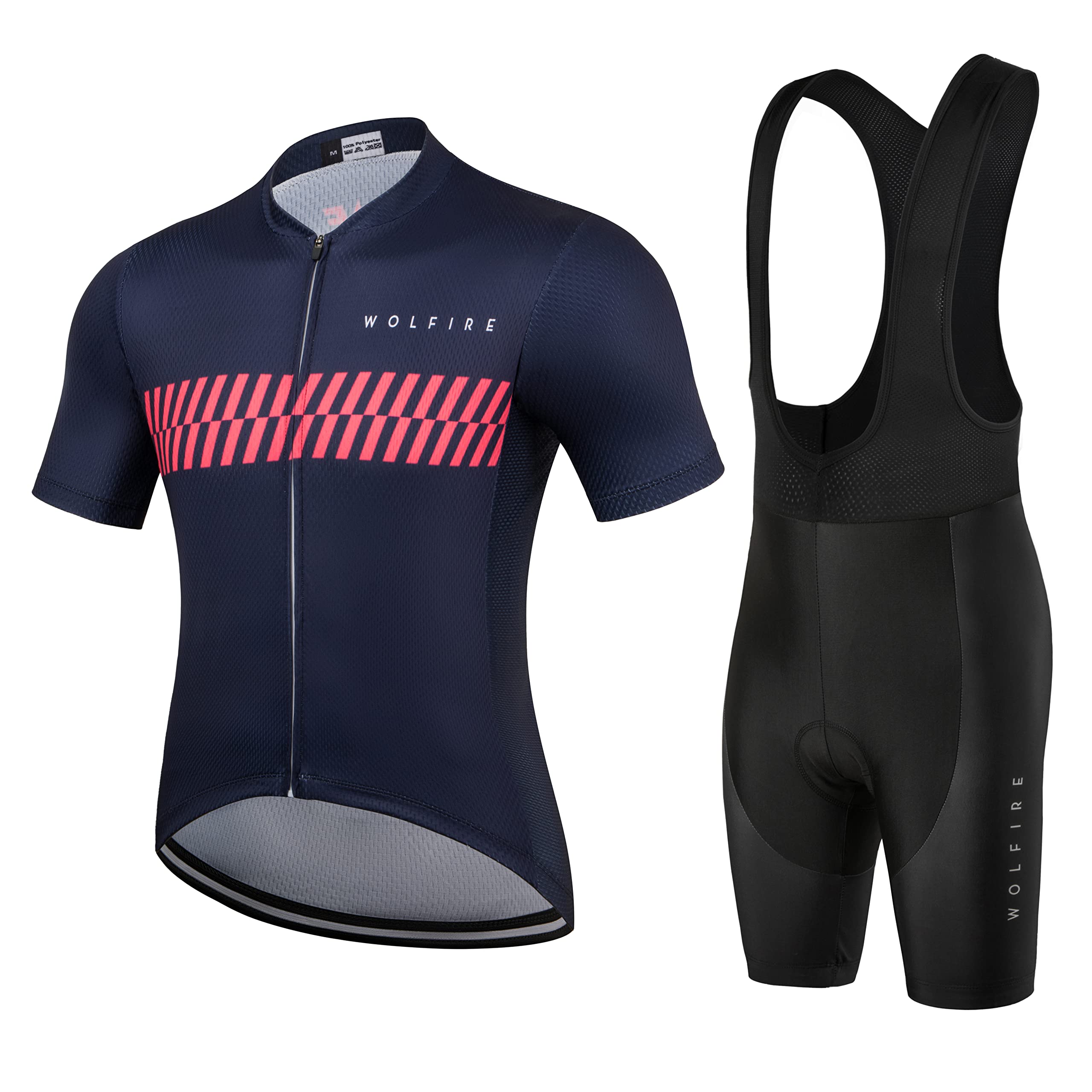 WOLFIRE Ropa Ciclismo Hombre con Gel Pad Bib Acolchado, Maillot y Culot MTB para Verano
