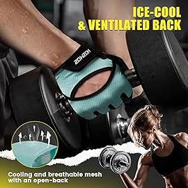 HOZMOZ Ventilated Weight Lifting Gloves, Thick Padded Workout Gym Gloves with Full Palm Protection & Grip & Shock Absorption for Women & Men\'s Fitness Exercise Training