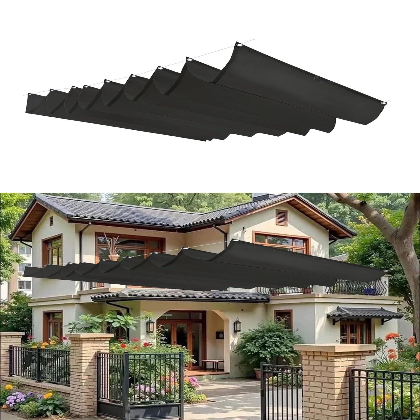 Voile d'ombrage anti-UV résistant aux intempéries et imperméable noir de 4m40