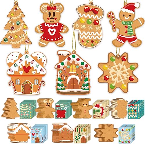 Miniatura 9 de GuassLee Adornos de Navidad para niños, 28 piezas de recortes de Navidad con galletas de jengibre para casa de hombre, calcomanías de Navidad para