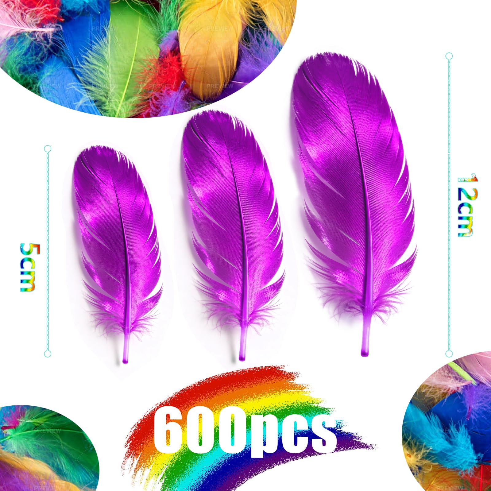 Mbsomnus 600 Pcs Feathers for Crafting Fuchsia Feathers Natural Craft Feathers 5-12 cm Feathers for DIY Crafts Dream Catcher Earrings Headdress Hats Feather Flowers Wedding Party Holiday Decoration - Image 3