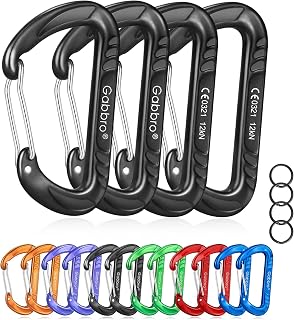 Gabbro Heavy Duty Carabiner Clips 12kN 2697 lbs Aluminum Wiregate Snap Lightweight 4 Pack for Hammock Hiking Camping Dog Leash
