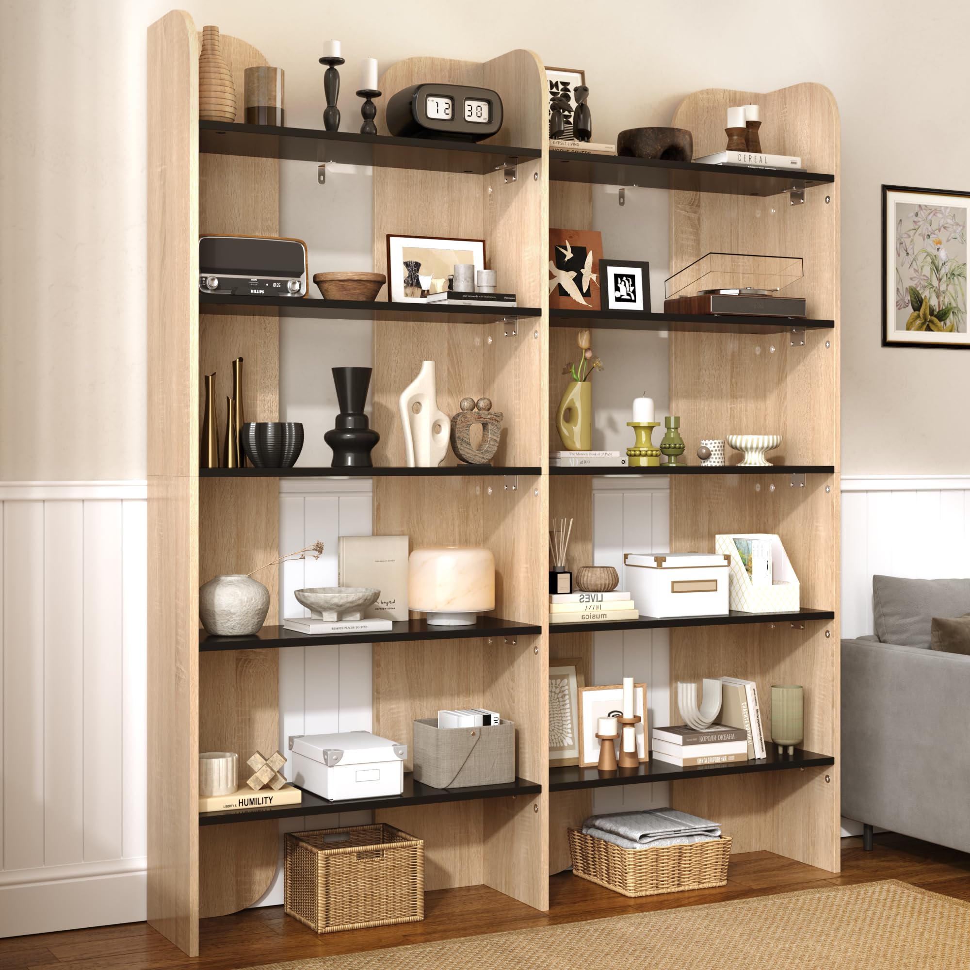 Libreria alta 160 cm, scaffale a 5 livelli, scaffale aperto (colore legno)