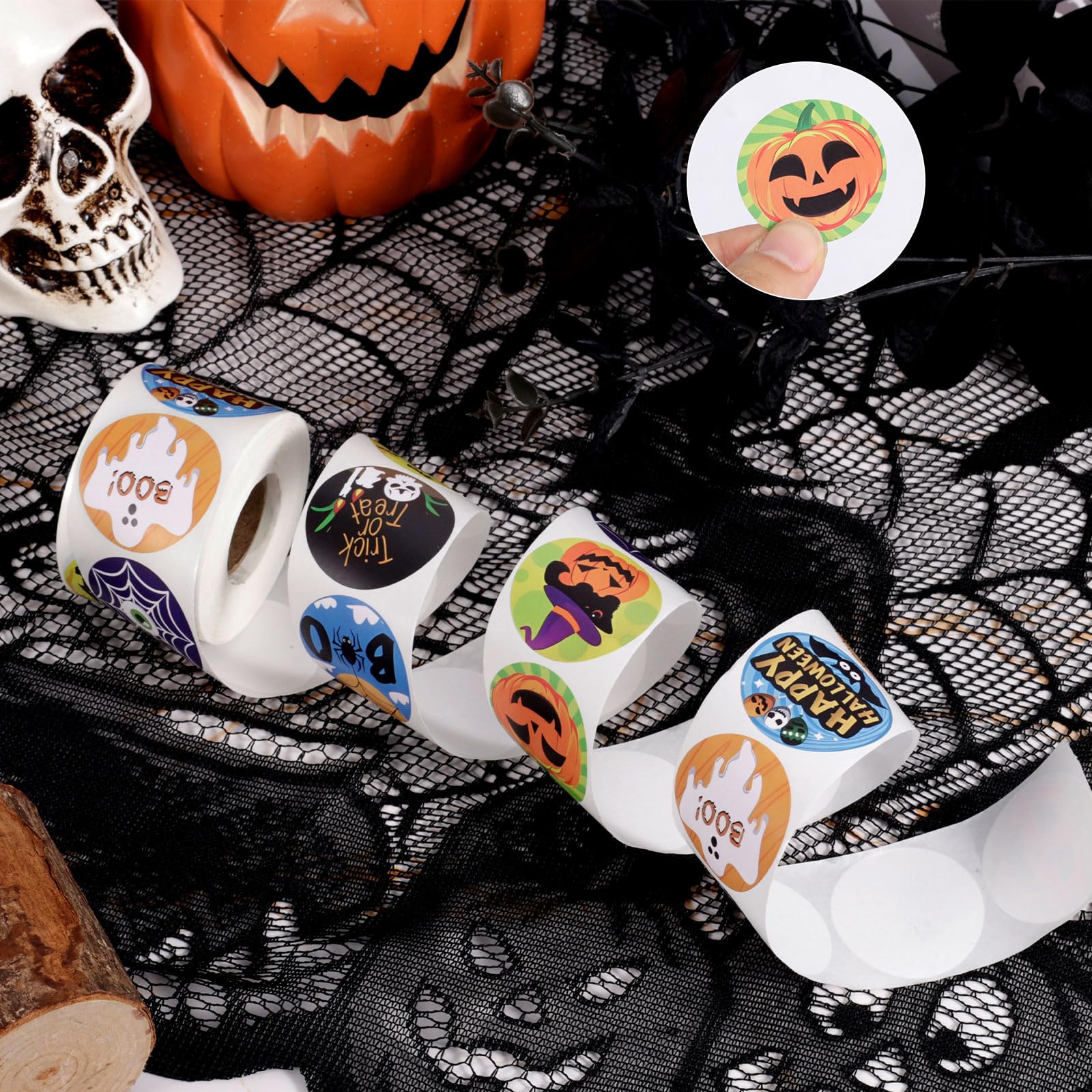 500er-Set Halloween-Aufkleber - 38mm Süße Geister-Aufkleberrolle Für Party-Deko
