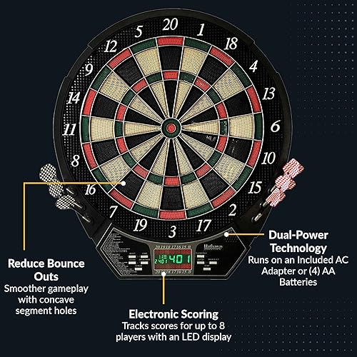 Miniatura 5 de Hathaway Outlaw - Juego de gabinete electrónico de dardos, tablero de dardos eléctrico de 81 pulgadas con gabinete, tablero de dardos profesional