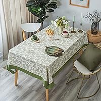 Vista 7 de Rustic Tablecloth Solid Cotton Fabric Bordered Retro Tablecloths Classic Plant Leaf Printed Linen Fabric Table Cover Farmhouse Decoration 52x70