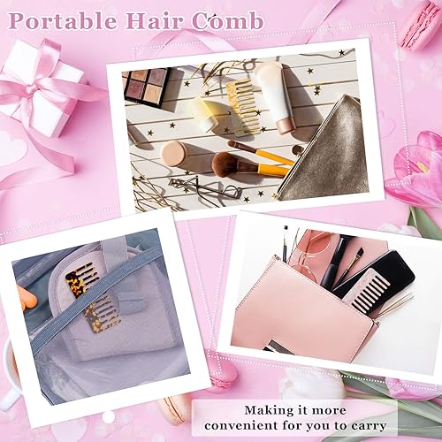 Miniatura 6 de Geiserailie Peine desenredante de pelo grande, diseño de tortuga con dientes anchos, bolsillo antiestático, sin mango, peine desenredante para