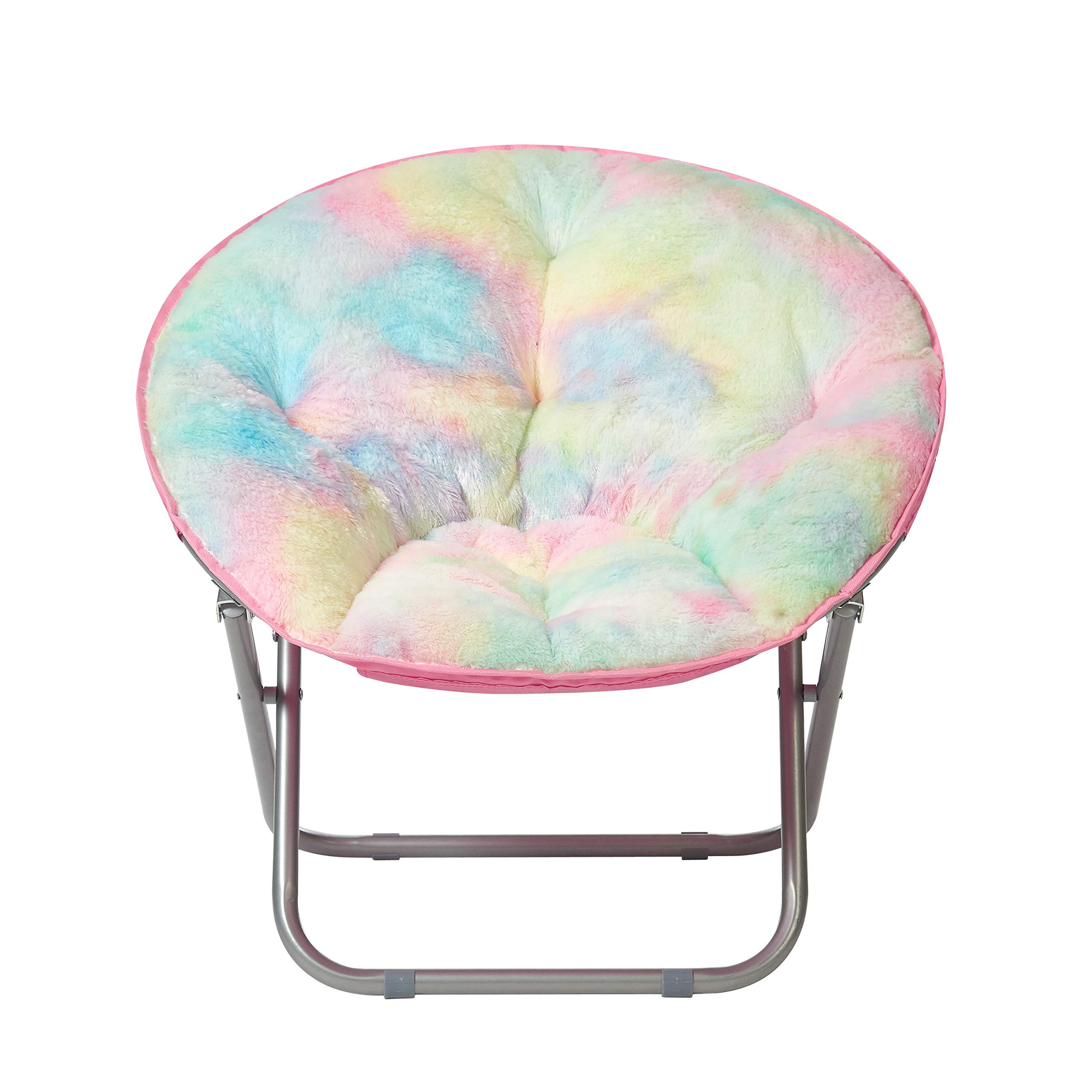 Heritage Kids Sorbet Dreams Rainbow Fur Kids Saucer Chair, 23", Multi