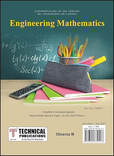Engineering Mathematics for DTEK (BTE) 20 Course (I - CSE/ISE/EEE/Mech &amp; II - ECE/Civil - 20SC01T)
