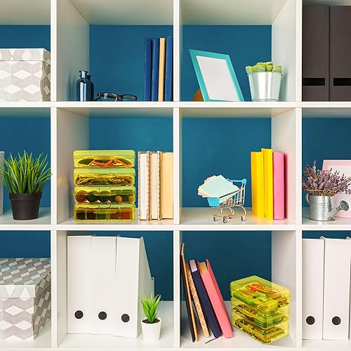 Miniatura 5 de Patelai Caja de lápices de plástico transparente con tapa, cierre a presión a granel, caja de lápices de gran capacidad, soporte para lápices, caja