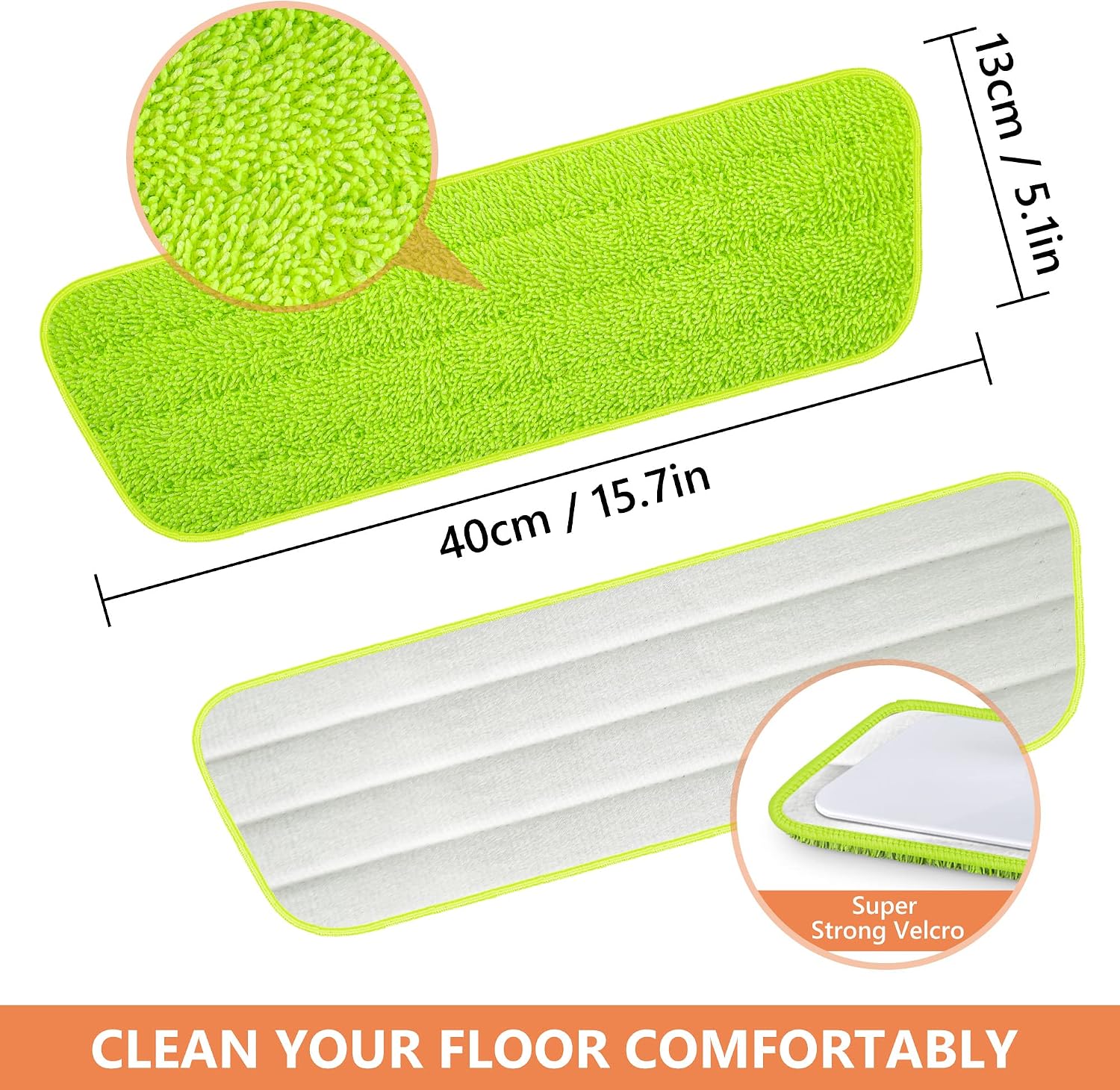 Microfiber Spray Mop Pads Replacement 15.7 x 5.1 inch Reusable Washable Dry Wet Mop Pads Refills Floor Mop Replacement Heads for Home Kitchen Commercial Floor Cleaning - 5 Pack