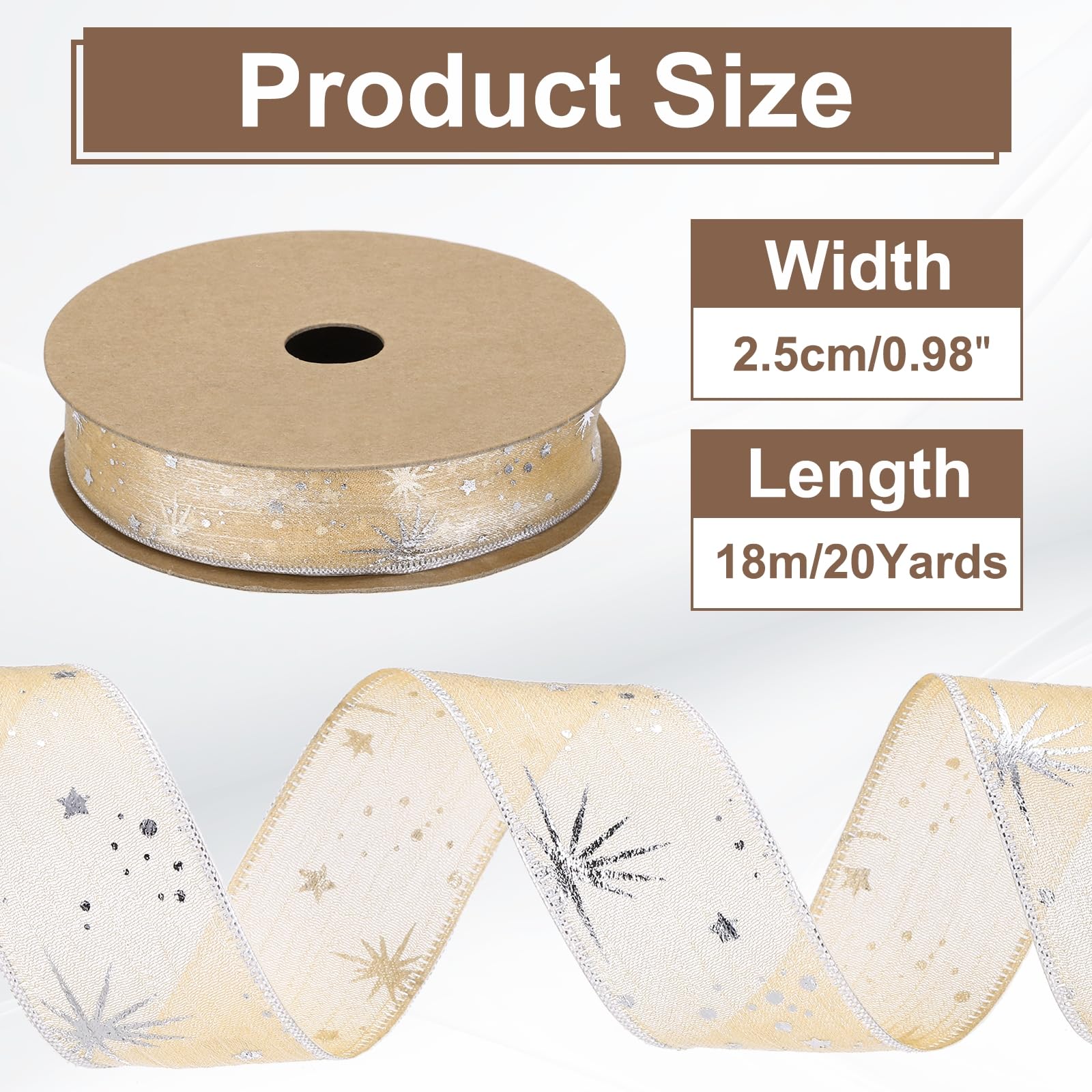 PATIKIL Organza Star Ribbon Wired - Image 2