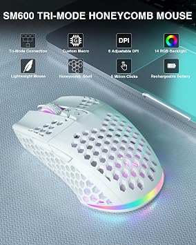 SOLAKAKA KI99 Pro and SM600,Wireless Keyboard and Mouse Combo for Gaming,White