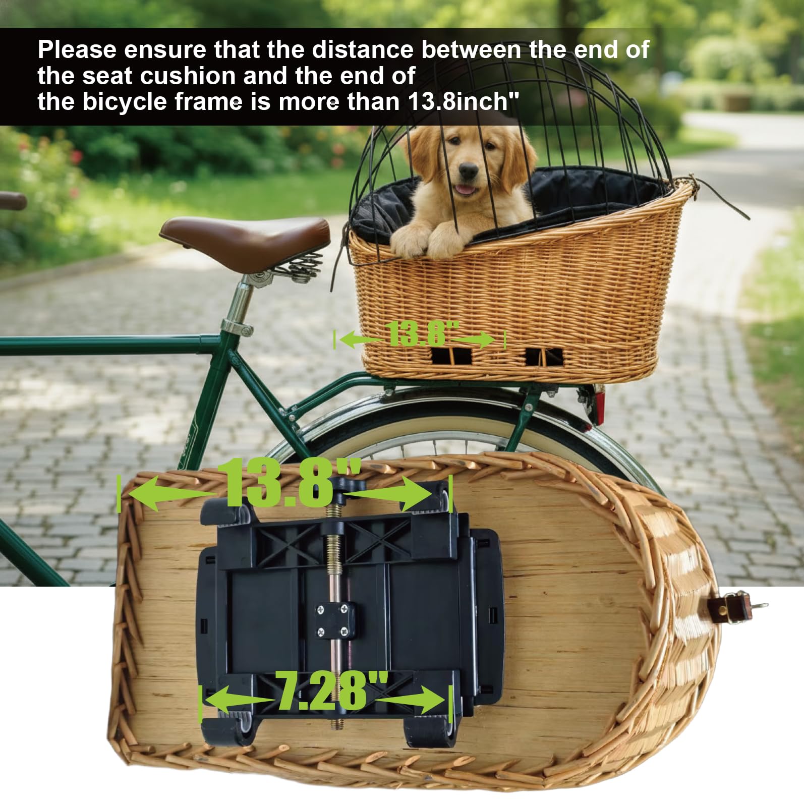 Amazon.co.jp: 犬用リアバイクバスケット、ウィッカーペット自転車