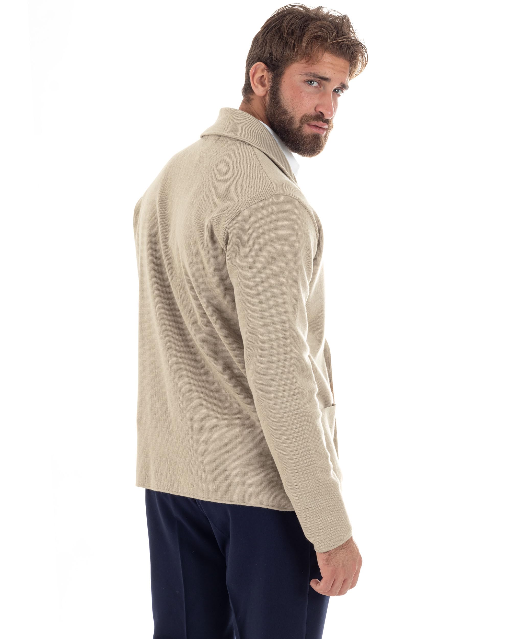 Cardigan Uomo Doppiopetto Giacca con Bottoni Maglia Lavorata Maglioncino Tramato Casual Vari Colori