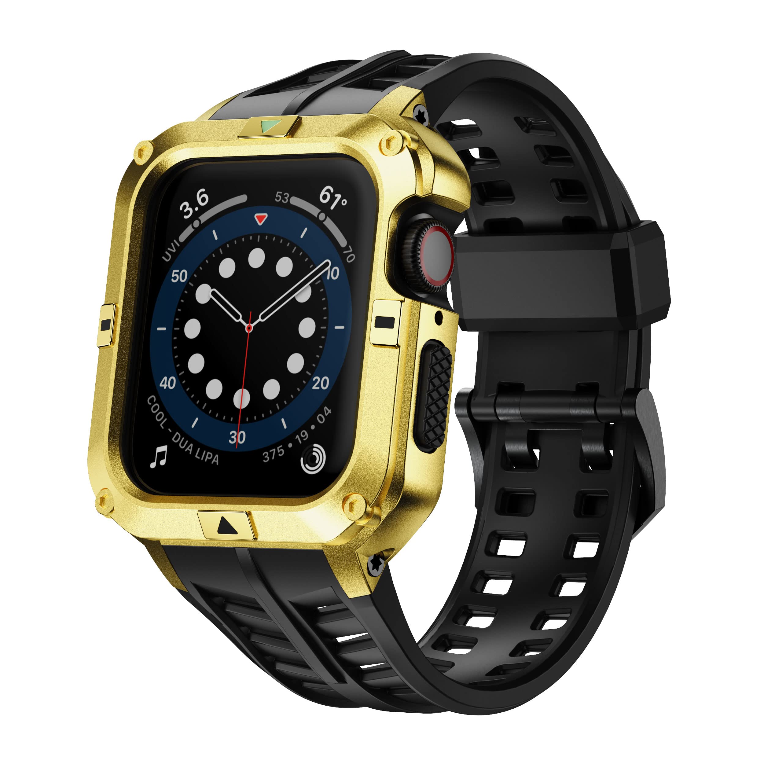 T-ENGINE Metal Case Compatible with Apple Watch Series 7/8/9 (45mm) for se Series 6/5/4 (44mm), One-Piece Metal Case with TPU Band for 45mm 44mm
