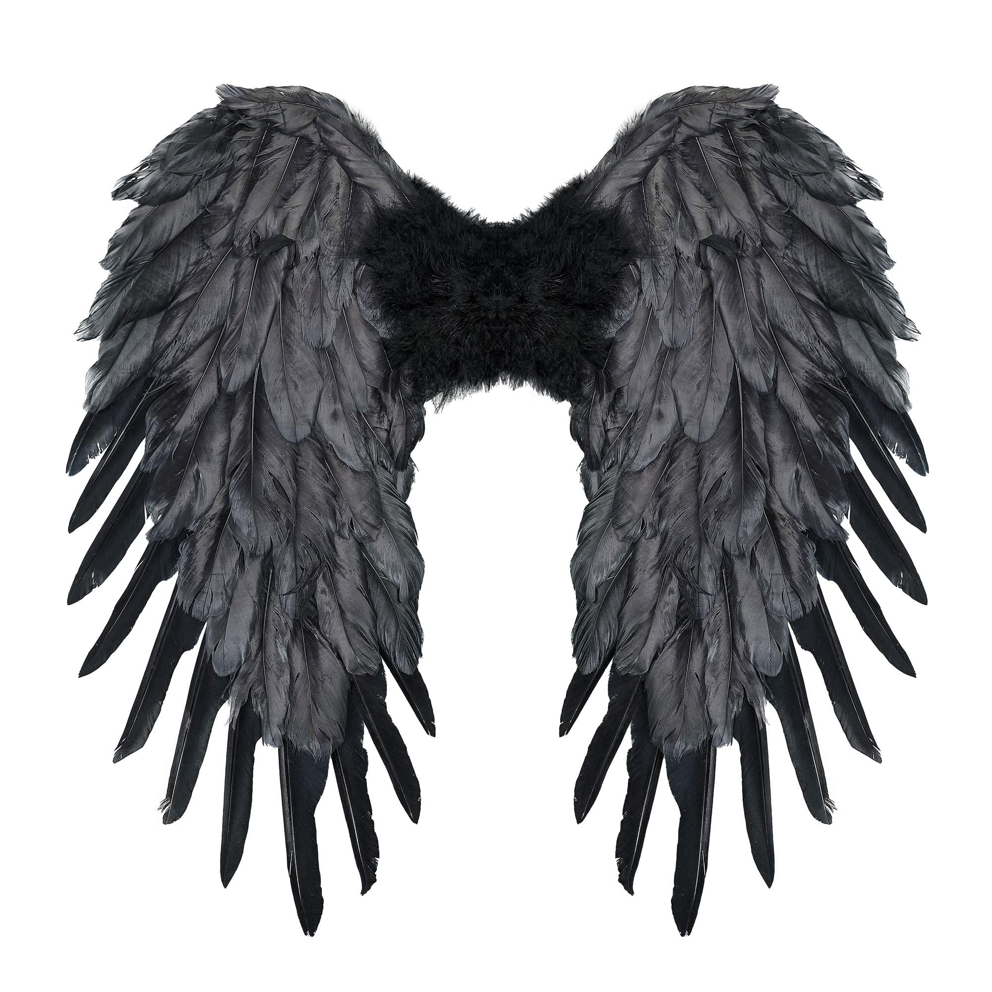 W WIDMANN MILANO Party Fashion 12200 Flügel mit Federn Wings with Feathers, Black, 50 x 50 cm