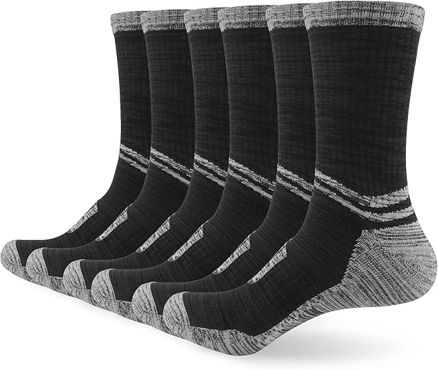 Womens Ladies Thermal Winter Work Walking Hiking Socks , Black Warm Thick Sports Cosy Boot Socks for Women 4-7 Multipack Anti Blister Cushioned Cotton Socks 3 Pairs