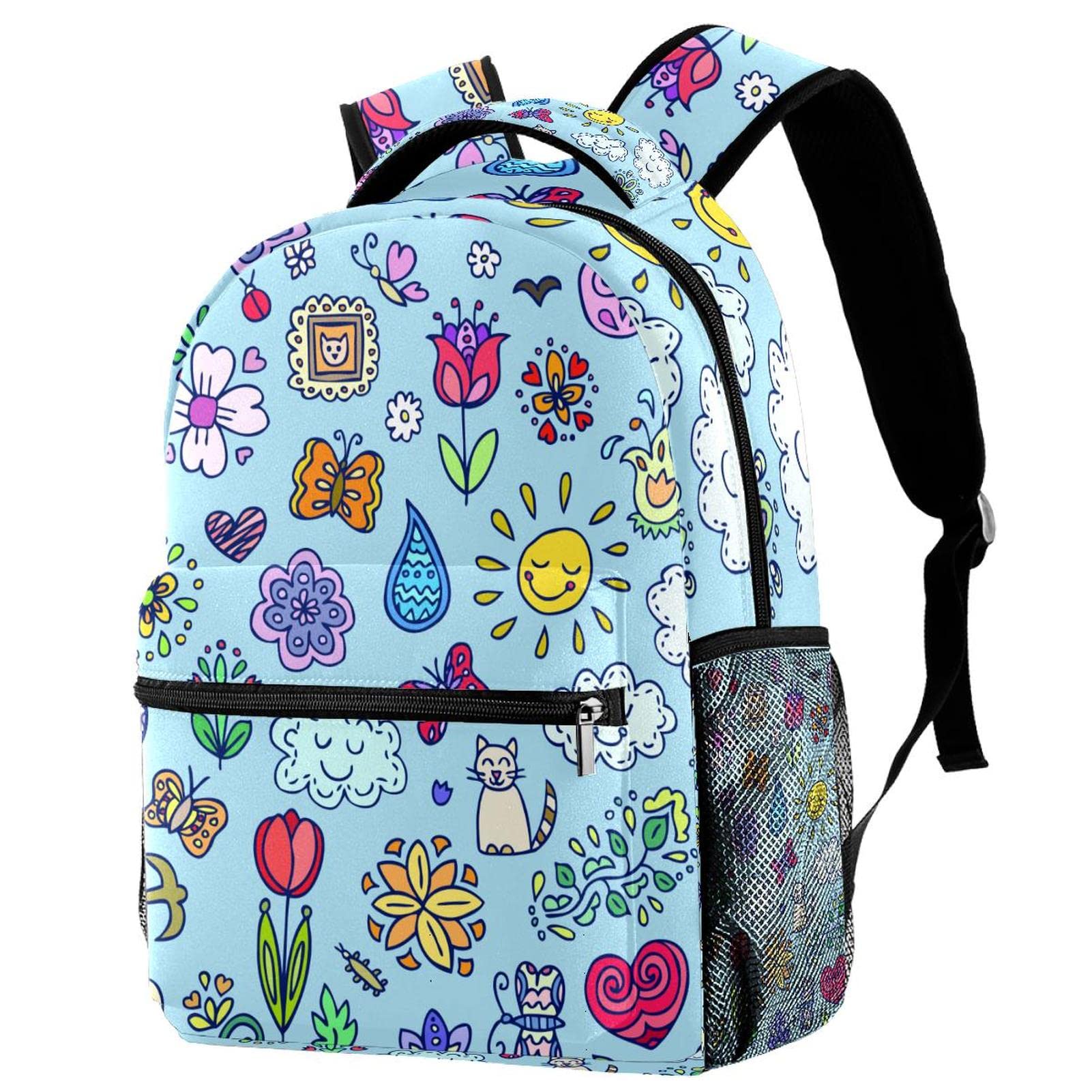 Mochila escolar para estudiantes con flecos y flores estilo casual modelo 72 7
