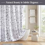 Martha Stewart Martha's Garden Shower Curtain Botanical Floral Print Cotton Shower Curtain for Bathroom, Spa Quality Modern Shower Curtains Standard Size, 72x72 Black