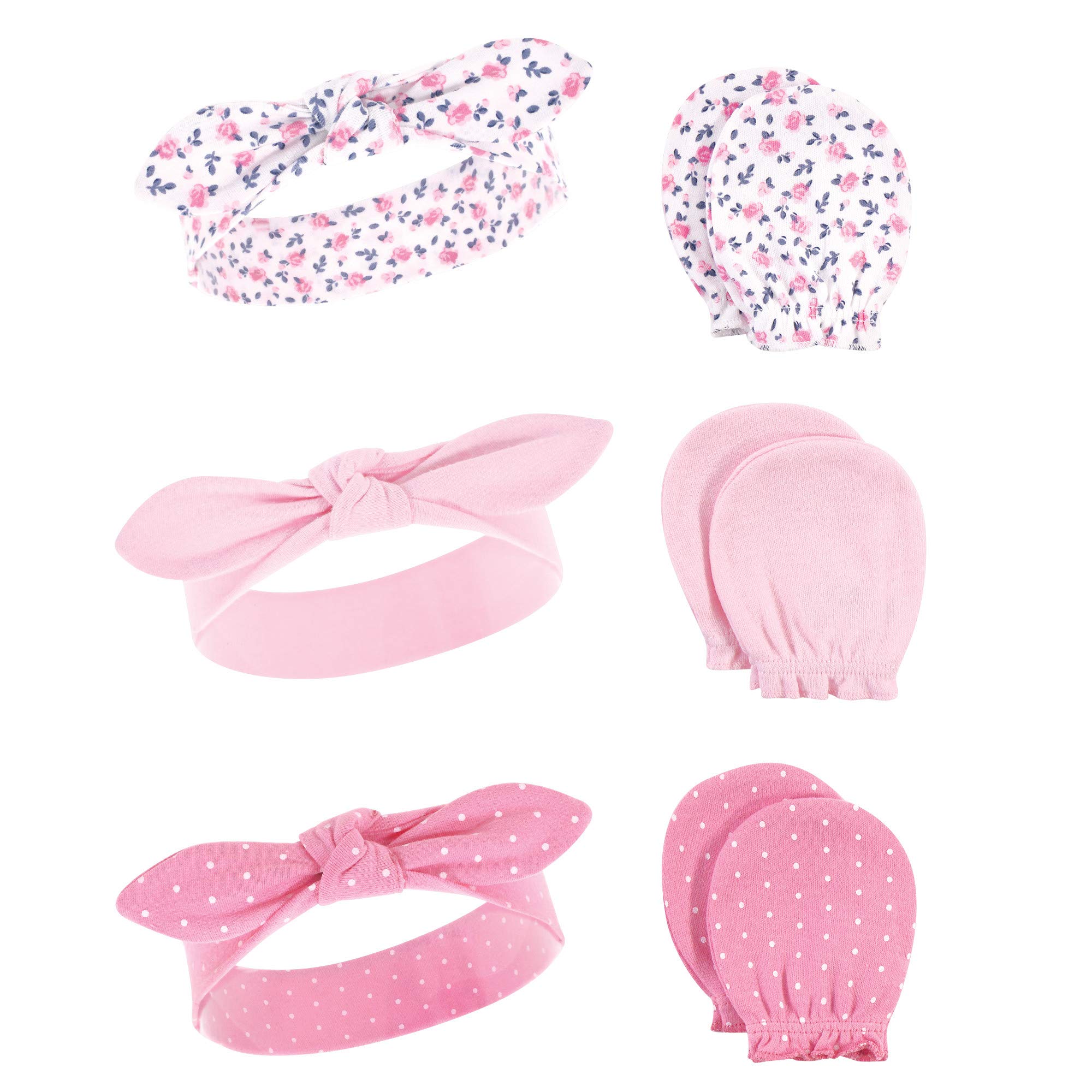 Hudson Baby Baby Headband and Scratch Mitten Set, 6-Piece