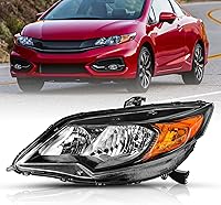 Vista 15 de Reemplazo del conjunto de faros delanteros para Honda Civic 2014-2015 de 2 puertas Coupé, carcasa negra, reflector ámbar (L+R)