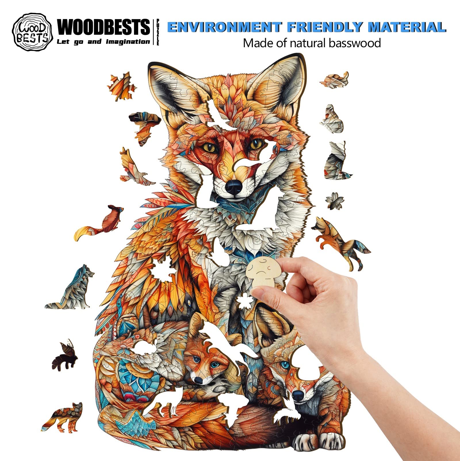 Holzpuzzle Erwachsene, 300 Teile Fuchs Holz Puzzle Erwachsene, 46.6x30cm Wooden Puzzle, Unregelmäßige Einzigartige Puzzle, Holzpuzzle Tierform, Holz Puzzle Mit Geschenkbox Aus Holz