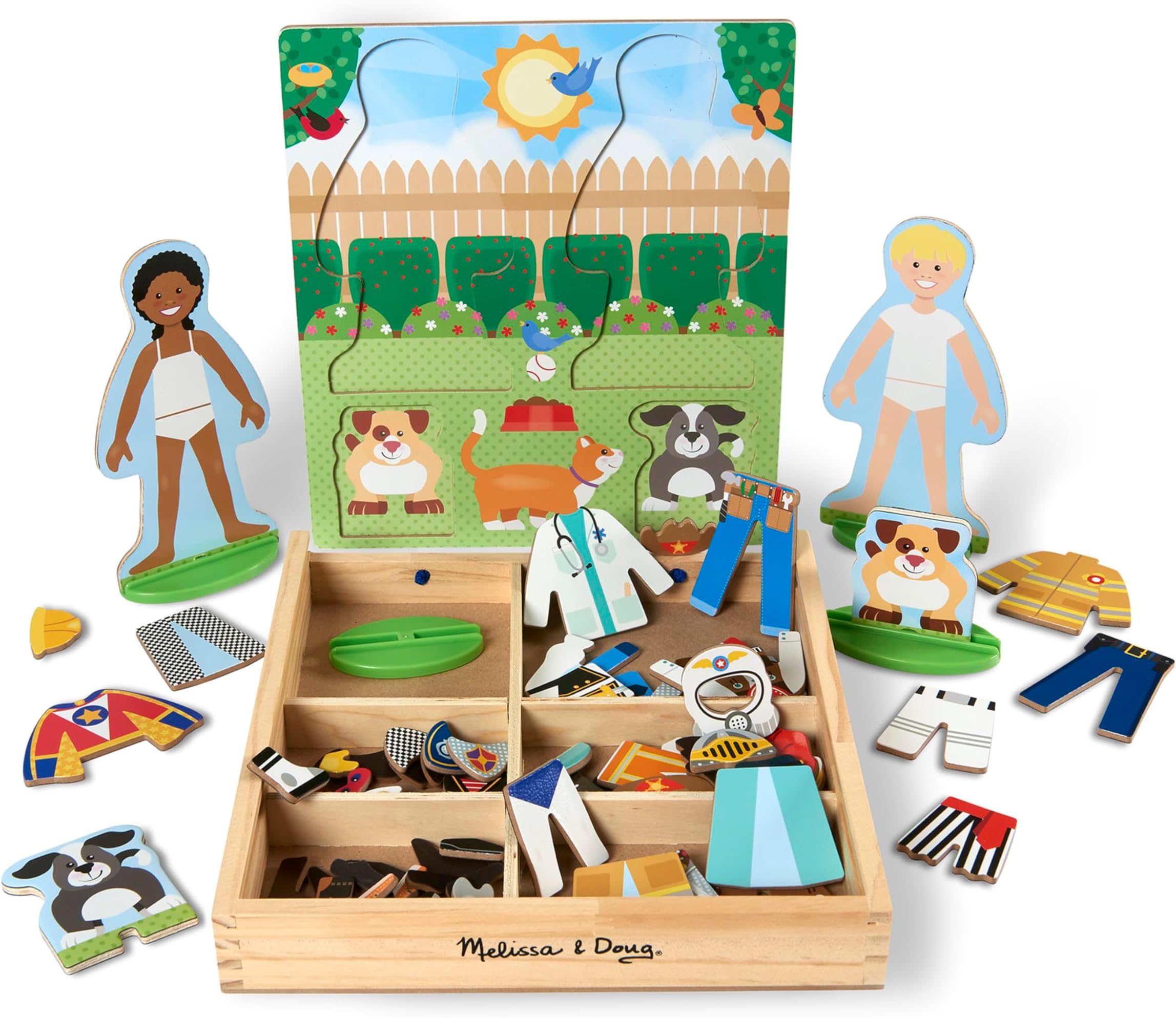 Occupations Magnetic Dress-Up Wooden Dolls Pretend Play Set (82 pcs) Pretend Play & Preschool Toys for Kids Ages 3+